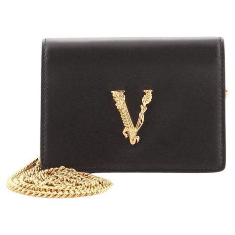 versace virtus mini leather chain wallet|versace wallet saks.